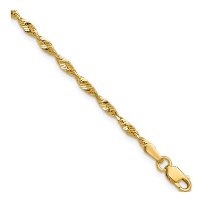 10K Yellow Gold 2.5mm Diamond-Cut Rope Chain Bracelet