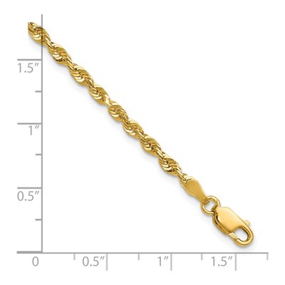 10K Yellow Gold 2.75mm Diamond-Cut Rope Chain Bracelet – view 3