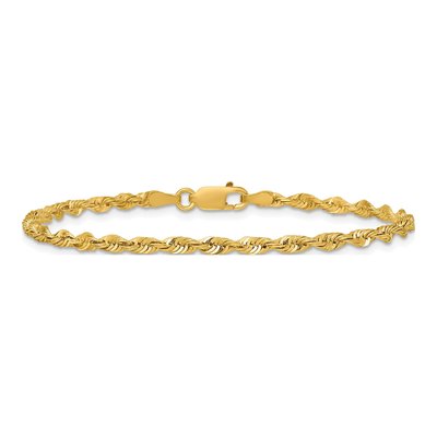 10K Yellow Gold 2.75mm Diamond-Cut Rope Chain Bracelet – view 4