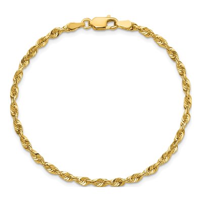 10K Yellow Gold 2.75mm Diamond-Cut Rope Chain Bracelet – view 5