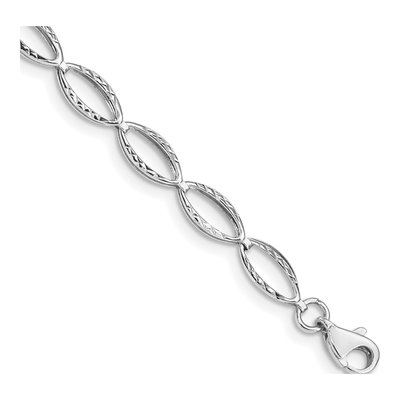 10K White Gold 5mm Semi-Solid Oval Link Chain Bracelet