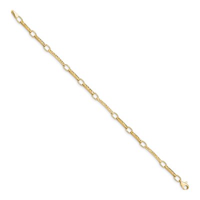 10k Yellow Gold Fancy Link Bracelet, 7.25 in – view 2