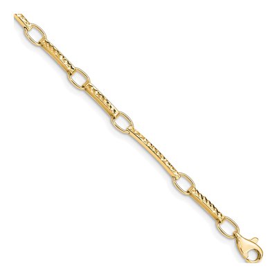 10k Yellow Gold Fancy Link Bracelet, 7.25 in