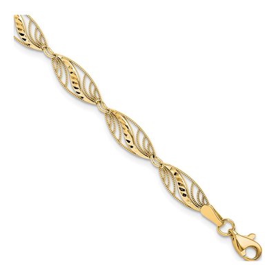 10K Yellow Gold Filigree Diamond-Cut Bracelet