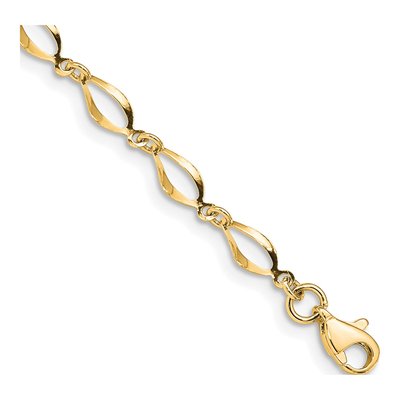 10K Yellow Gold 5mm Semi-Solid Fancy Link Chain Bracelet