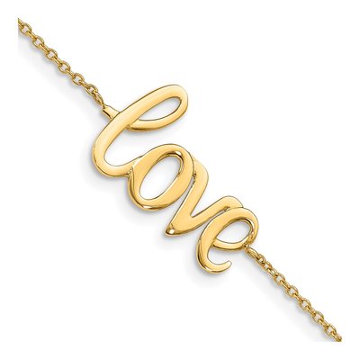 10K Yellow Gold LOVE Script Bracelet