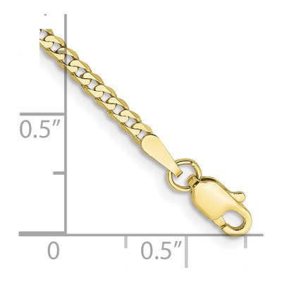 10K Yellow Gold 2.2mm Flat Beveled Curb Chain Bracelet – view 2
