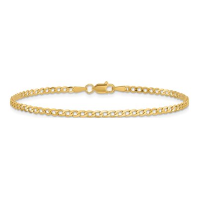 10K Yellow Gold 2.2mm Flat Beveled Curb Chain Bracelet – view 3