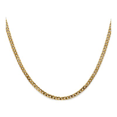 10K Yellow Gold 2.9mm 26-Inch Flat Beveled Curb Chain – view 2