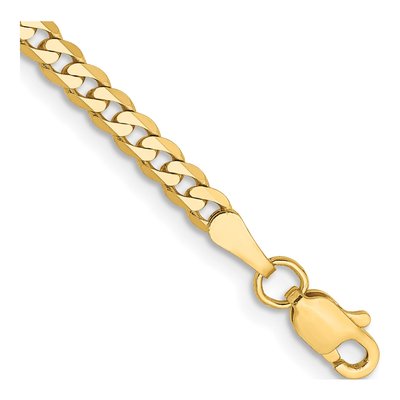 10K Yellow Gold 2.9mm Flat Beveled Curb Chain Bracelet