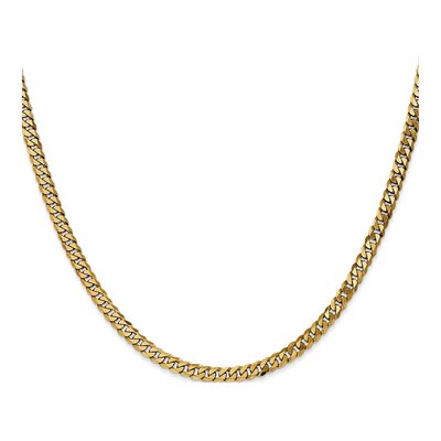 10K Yellow Gold 3.9mm Flat Beveled Curb Chain – view 2