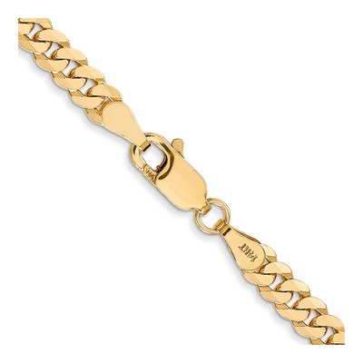 10K Yellow Gold 3.9mm Flat Beveled Curb Chain – view 3