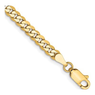 10K Yellow Gold 3.9mm Flat Beveled Curb Chain Bracelet