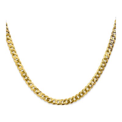 10K Yellow Gold 4.75mm Beveled Flat Curb Chain – view 2