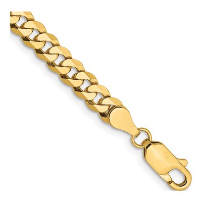 10K Yellow Gold 4.75mm Flat Beveled Curb Chain Bracelet