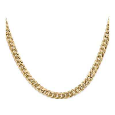 10K Yellow Gold 5.75mm Flat Beveled Curb Chain – view 2