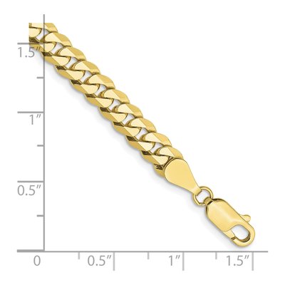 10K Yellow Gold 5.75mm Flat Beveled Curb Chain Bracelet – view 2