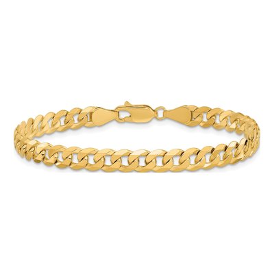 10K Yellow Gold 5.75mm Flat Beveled Curb Chain Bracelet – view 3