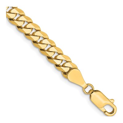 10K Yellow Gold 5.75mm Flat Beveled Curb Chain Bracelet
