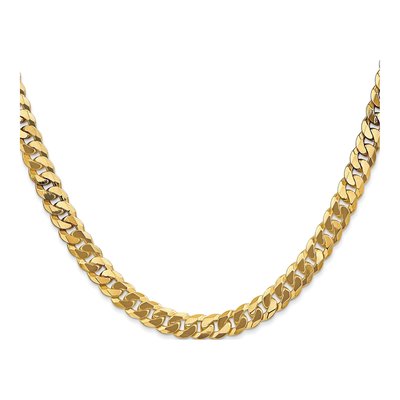 10K Yellow Gold 6.25mm Flat Beveled Curb Chain – view 2