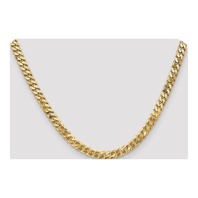 10K Yellow Gold 6.25mm Flat Beveled Curb Chain – view 4