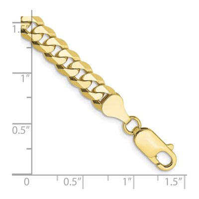 10K Yellow Gold 6.25mm Flat Beveled Curb Chain Bracelet – view 2