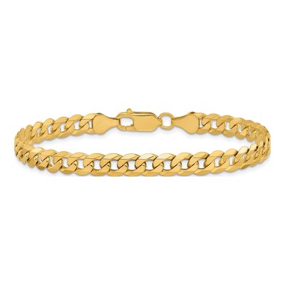 10K Yellow Gold 6.25mm Flat Beveled Curb Chain Bracelet – view 3
