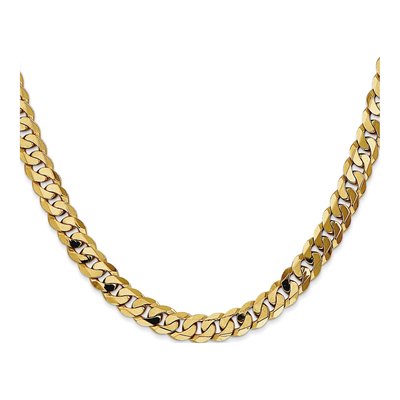 10K Yellow Gold 6.75mm Flat Beveled Curb Chain – view 2