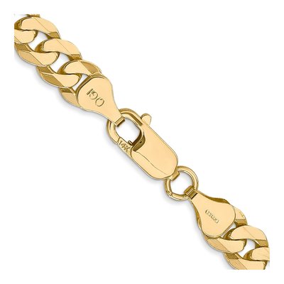 10K Yellow Gold 6.75mm Flat Beveled Curb Chain – view 3