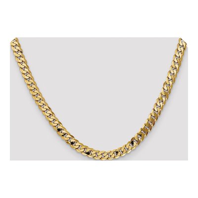 10K Yellow Gold 6.75mm Flat Beveled Curb Chain – view 4