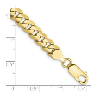 10K Yellow Gold 6.75mm Flat Beveled Curb Chain Bracelet – view 2
