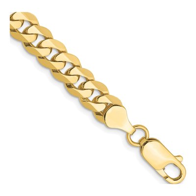 10K Yellow Gold 6.75mm Flat Beveled Curb Chain Bracelet