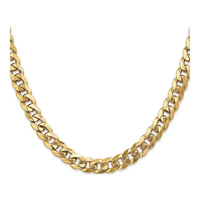 10K Yellow Gold 7.75mm Flat Beveled Curb Chain – view 2