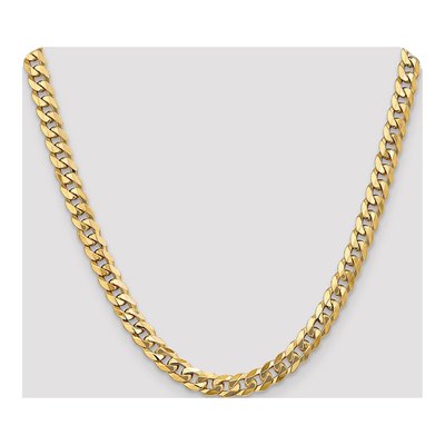 10K Yellow Gold 7.75mm Flat Beveled Curb Chain – view 4