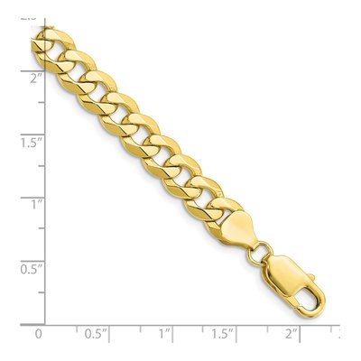 10K Yellow Gold 7.75mm Flat Beveled Curb Chain Bracelet – view 2