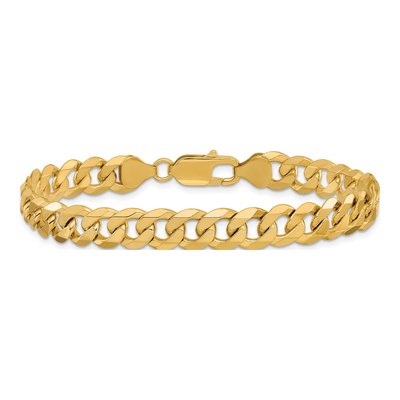 10K Yellow Gold 7.75mm Flat Beveled Curb Chain Bracelet – view 3