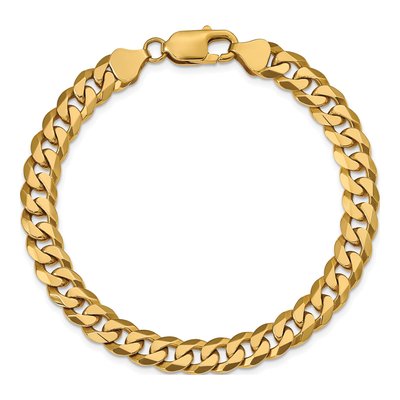 10K Yellow Gold 7.75mm Flat Beveled Curb Chain Bracelet – view 4