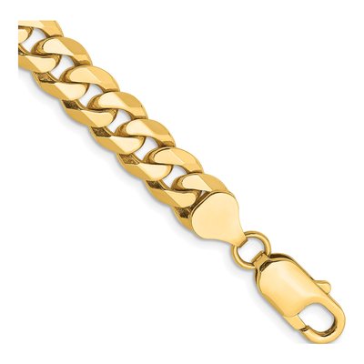 10K Yellow Gold 7.75mm Flat Beveled Curb Chain Bracelet