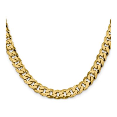 10K Yellow Gold 8.25mm Flat Beveled Curb Chain – view 2