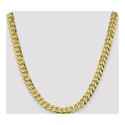 10K Yellow Gold 8.25mm Flat Beveled Curb Chain – view 4
