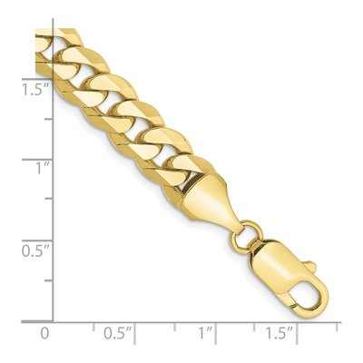 10K Yellow Gold 8.25mm Flat Beveled Curb Chain Bracelet – view 2