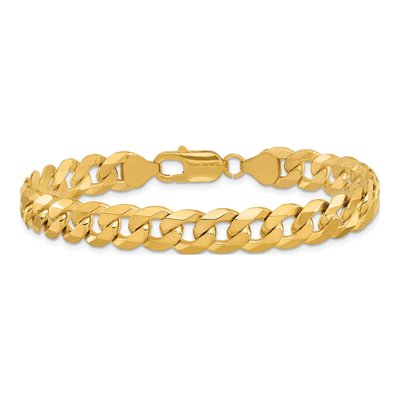 10K Yellow Gold 8.25mm Flat Beveled Curb Chain Bracelet – view 3