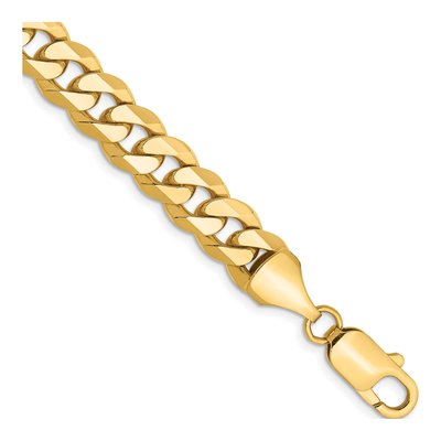 10K Yellow Gold 8.25mm Flat Beveled Curb Chain Bracelet