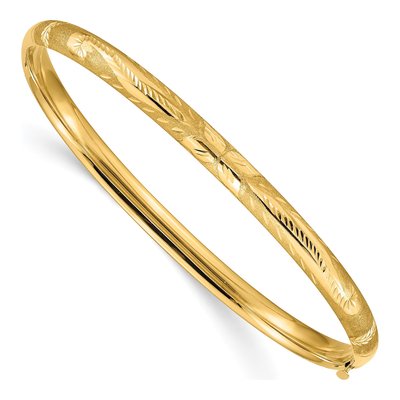 10K Yellow Gold Florentine Hinged Bangle Bracelet
