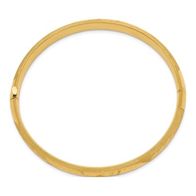 10K Yellow Gold Florentine Hinged Bangle Bracelet – view 2