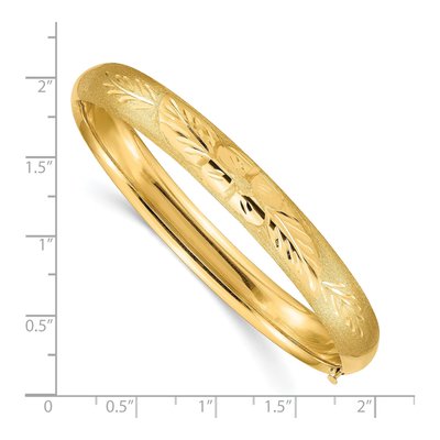 10K Yellow Gold Florentine Hinged Bangle Bracelet – view 3