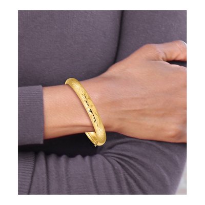 10K Yellow Gold Florentine Hinged Bangle Bracelet – view 4