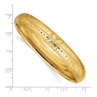 10K Yellow Gold Florentine Engraved Hinged Bangle Bracelet – view 3