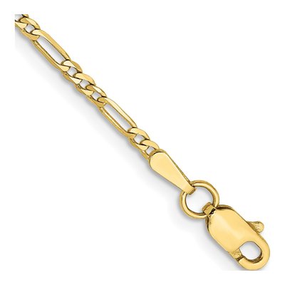 10K Yellow Gold 1.75mm Flat Figaro Chain Bracelet