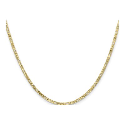 10K Yellow Gold 2.2mm Flat Figaro Chain – view 2